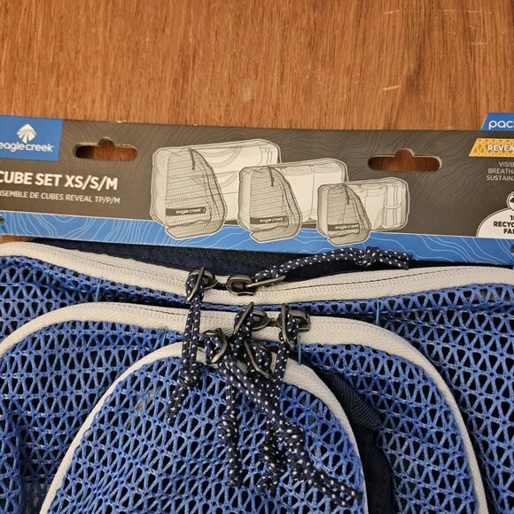 Eagle Creek Pack-It Reveal 3 Piece Packing Cube Set XS, S, M NEW Blue Grey Mesh - Picture 2 of 5